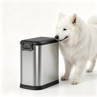 Grand Conteneur de Stockage pour Aliments pour Animaux, Nourriture pour Chats et Graines pour Oiseaux, Bocal Hermétique en Acier Inoxydable Brossé Sans BPA avec Couvercle Verrouillable