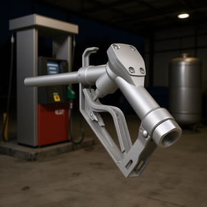 Pistolet de distribution de carburant NPT argenté 3/4 pouce, avec tuyau de 10 pieds, gâchette à 2 vitesses avec verrouillage, débit max. 22,7 GPM, pour diesel, essence, kérosène, Ø ext. 20 mm - Product Image 2