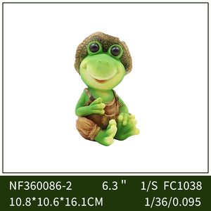 Statue de <span class=keywords><strong>grenouille</strong></span> de jardin en résine peinte à la main avec chapeau fleuri violet, modèle « Princesse du jardin », pour ornement extérieur de jardin - Product Image 4