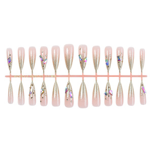 <span class=keywords><strong>Faux</strong></span> <span class=keywords><strong>ongles</strong></span> en amande moyens/courts <span class=keywords><strong>les</strong></span> plus vendus, entièrement recouverts de strass, brillants, à pointe française, faits à la main, certifiés CE, logo personnalisé - Product Image 5