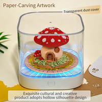 Bloc-notes calendrier modèle maison champignon en papier 3D avec veilleuse LED et couvercle anti-poussière transparent, décoration créative, cadeau