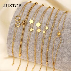 Pulsera de Acero Inoxidable con Cuentas de Oro de 18K y 24K de Moda, Productos en Existencia - Product Image 6