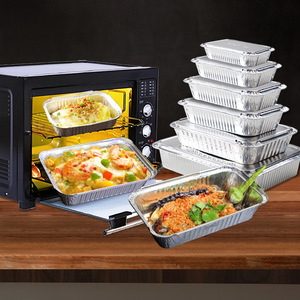 Barquette alimentaire rectangulaire jetable en aluminium argenté de qualité alimentaire 710 ml avec couvercle, pour plats à emporter, repas commerciaux, viande, légumes - Product Image 4