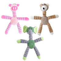 Jouet en peluche résistant aux morsures pour chiens, avec fonction couineuse et fonction molaire, design animal (ours, cochon, éléphant) avec lettres majuscules