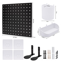 Kit de présentoirs d'approvisionnement d'usine organisateur de bureau mural en panneau perforé ABS noir avec plateaux blancs 3 accessoires d'installation