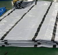 Bâche en polyéthylène tissé Linyi robuste 4x6 m, 200 grammes, double face, imperméable, blanche avec bande noire