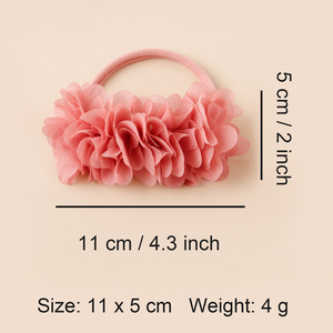 Diadema suave de nailon para bebé, diadema elástica con flores de gasa, accesorios florales ligeros para el cabello para niñas recién nacidas - Product Image 2