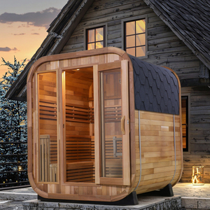 Cabine de sauna infrarouge extérieure en <span class=keywords><strong>bois</strong></span> massif de cèdre, grande taille, 220-240V ETL 6KW, avec douche intégrée - Product Image 5