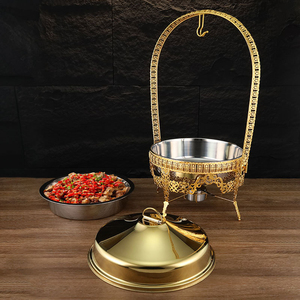 Chafing Dish de Lujo de Acero Inoxidable Dorado de Gran Capacidad (9L) con Tapa Colgante, Calentado con Alcohol, <span class=keywords><strong>para</strong></span> Hoteles, Restaurantes, Salones de Banquetes y Catering - Product Image 4