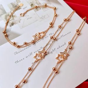 สร้อยข้อมือทองคำ 18K ประดับดาว ดีไซน์หรูหรา ประดับเพชรเม็ดเล็ก สองชั้น ยี่ห้อซินฟลาย ขายดี - Product Image 3