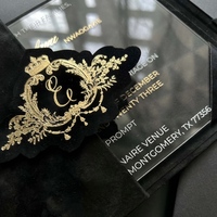 Invitación de Boda de Lujo en Terciopelo Negro con Monograma Cortado con Precisión por Láser, Papel Dorado, Folio de Bolsillo, Juego de Papelería Formal