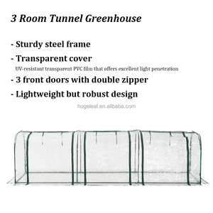 Carpa Túnel para Exteriores con Estructura Metálica y 3 Puertas con Cierre, Lona de PVC Transparente, Mini Invernadero Ecológico para Jardín, Marca HUGELEAF - Product Image 3
