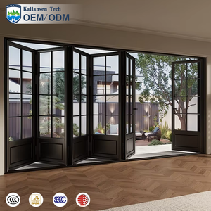 Portes patio pliantes en aluminium sur mesure pour l'extérieur, résistantes aux ouragans, portes accordéon en verre pour hôtels et hôpitaux - Product Image 1