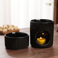 Diffuseur d'arômes élégant en céramique à rayures Warmself, porte-bougie chauffe-plat, parfum longue durée pour la maison, le bureau et la décoration intérieure