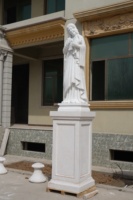 Statue de la Vierge Marie de Dieu en marbre blanc de haute qualité sculptée à la main pour l'extérieur, cadeau religieux, en stock