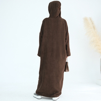 Abaya fermée en velours côtelé avec cordon coulissant Vêtements décontractés d'hiver pour femme musulmane Prière Vêtements Kaftan Kebaya Turquie Robes grande taille