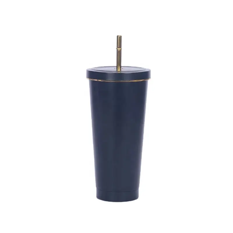 Hot Sale Stainless Steel 500ML 750ML Travel Mug with Straw, Customized Double Wall Straw Drinking Cup