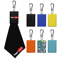 Chiffonnette de nettoyage de lunettes personnalisée avec logo imprimé, porte-clés, sublimation, en microfibre, avec pochette et clip