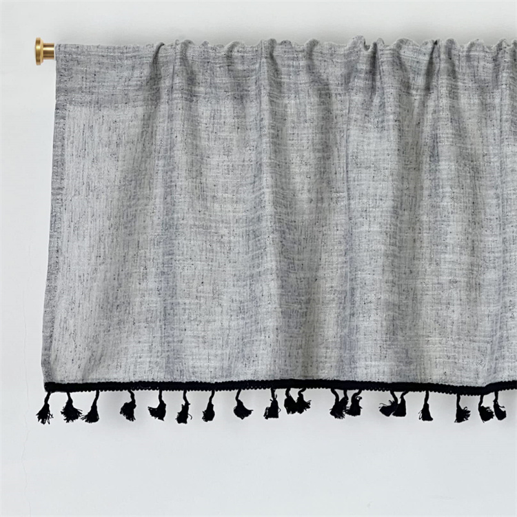 Mantovana Per Finestra In Finto Lino Con Nappe - Stile Boho Rustico - 137 X 38 Cm - Colore Bianco, Per Cucina, Bagno E Soggiorno