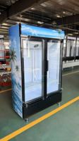 Réfrigérateur commercial à double porte avec vitrine mécanique à évaporation automatique et remplissage d'eau pour usine de boissons