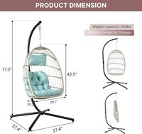 Chaise suspendue œuf en osier pour intérieur et extérieur avec support, chaise hamac individuelle pour patio et balcon avec coussin moelleux – Offre Spéciale