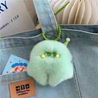 Pendentif de sac d'école en peluche mignon en forme d'animal de dessin animé, porte-clés de voiture en forme de crème glacée, breloque de sac pour fille, ornement boule de fourrure, cadeau