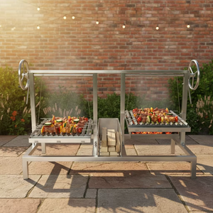 Parrilla de Barbacoa Doble Santa María de Acero Inoxidable SUS304 con Brasero, Parrilla <span class=keywords><strong>Argentina</strong></span> en V con Altura Ajustable - Product Image 5