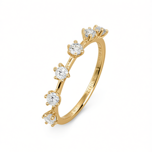 Anello Classico Placcato Oro con Diamanti per Donne, Taglio Brillante, Diamanti Naturali Colore G, Modello Stile Fidanzamento T0514 - Product Image 1