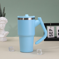 Gobelet isotherme en acier inoxydable de 20 oz avec poignée, pour le camping et les voyages, avec couvercle, pour utilisation personnalisée