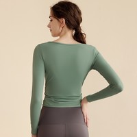 Camiseta Deportiva de Manga Larga para Mujer, Estilo Yoga, Sensación Ligera, Moldea la Cintura, Ajustada, Transpirable, para Danza y Running