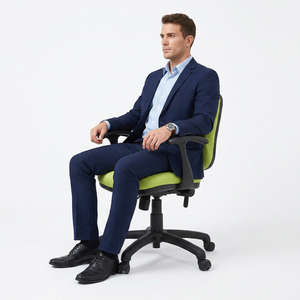 Chaise de bureau ergonomique KINSHA AT-03, siège en tissu, accoudoirs fixes, base pivotante, dossier solide, réglage manuel, design contemporain - Product Image 1
