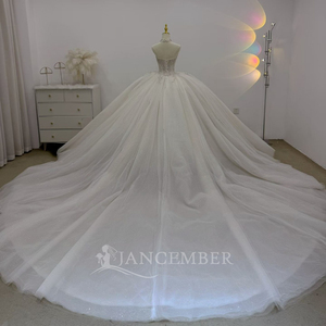 Lsjj149 Luxury Bohemian <b>Wedding</b> Dress Crystal Beaded Corset Sparkly Layered Tulle Ball Gown Chapel Train for - Product Image 6