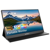 Moniteur externe 15,6 pouces FHD IPS 60Hz avec étui de protection réglable en cuir PU pour ordinateur de bureau, tablette, ordinateur portable, console de jeu, extension