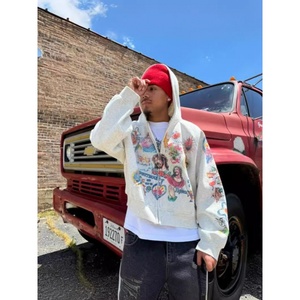 Hoodie court zippé Righteous Risen King, haute qualité, personnalisé, style Hip Hop, fabricants de hoodies 100% coton pour hommes - Product Image 3