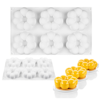 Moule en silicone 6 cavités motif floral pour gâteaux mousse, ensemble d'ustensiles de cuisson pour desserts, pâtisseries, bougies, outils de pâtisserie pour la cuisine et les fêtes