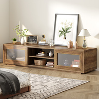 Kustom Modern TV berdiri dengan pintu geser dan lemari penyimpanan kayu pedesaan kabinet TV untuk ruang tamu kamar tidur