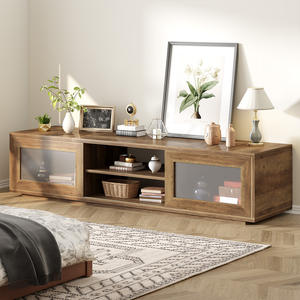 Soporte de <span class=keywords><strong>TV</strong></span> moderno personalizado con puertas correderas y gabinete de almacenamiento Gabinete de <span class=keywords><strong>TV</strong></span> de madera rústica para sala de estar Dormitorio - Product Image 2