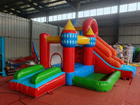 Château gonflable coloré le plus vendu en promotion, 4m*6m, en PVC de 0,55mm, avec piscine et toboggan aquatique pour parc aquatique