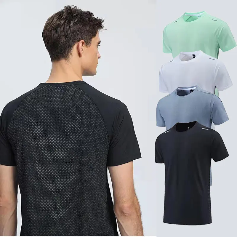 Gimnasio Jogging Camisas deportivas O-cuello Transpirable Secado rápido Entrenamiento Jersey Slim Fit Compresión Hombres Camisetas para correr