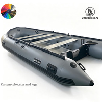 CE Grand bateau gonflable en caoutchouc de sol en aluminium de couleur noire et rouge durable en forme de V avec SFB-500 d'auvent
