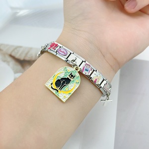 จี้แมวทาโรต์เคลือบเงา ขนาด 9 มม. สำหรับใส่กับสร้อยข้อมือสไตล์อิตาลี น่ารัก สีดำ ดีไซน์ทันสมัย จี้แบบโมดูลาร์ สำหรับทำเครื่องประดับ เป็นของขวัญ - Product Image 5