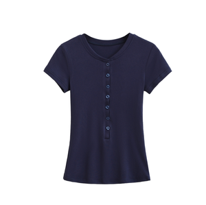 T-shirt Sexy attillata <span class=keywords><strong>con</strong></span> bottone frontale 4285 Runwaylover 2025 <span class=keywords><strong>donna</strong></span> - Product Image 3