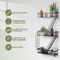 Étagère murale Fire Escape Étagère décorative en métal Présentoir à 3 niveaux pour décorations