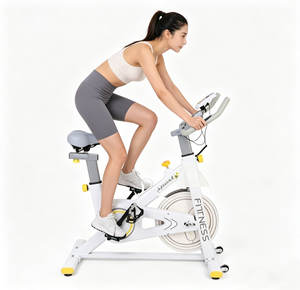 Bicicleta de Spinning Blanca de Lujo para Interiores, Bicicleta de Ejercicio Ajustable para Uso Doméstico con Monitor LCD - Product Image 1