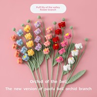 Baru elegan elegan wol bunga Puff Lily bunga lembah pola lentera lembut buket kecil untuk istri Hari Valentine