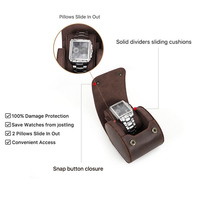 Boîte à remontoir de montre individuelle en cuir véritable végétalien Crazy Horse, étui de présentation à une fente avec intérieur en daim, marque privée