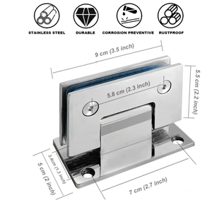 90/180 Modern Stainless Steel Glass Hinges Heavy Duty 5MM Thickness Glass Bracket Clamp Bathroom <b>Shower</b> Door Support Clip - Product Image 4