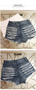 2024 Short en <span class=keywords><strong>jean</strong></span> perforé taille haute pour femme Short en <span class=keywords><strong>jean</strong></span> discothèque sexy - Product Image 5