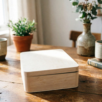 Boîte artisanale en bois de pin naturel non fini, coffre à bijoux en bois brut avec poignées, boîte de rangement en bois