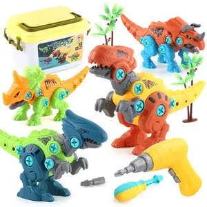 דינוזאור לפרק צעצועי עם תרגיל אחסון תיבה, גזע פלסטיק צעצועים לילדים חינוכיים בניית בניין צעצועי אידיאלי חג המולד